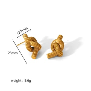 1 Pair Simple  Niche Style Knot Shape Stainless Steel  Gold Color Women's Stud Earrings h5 Picture3